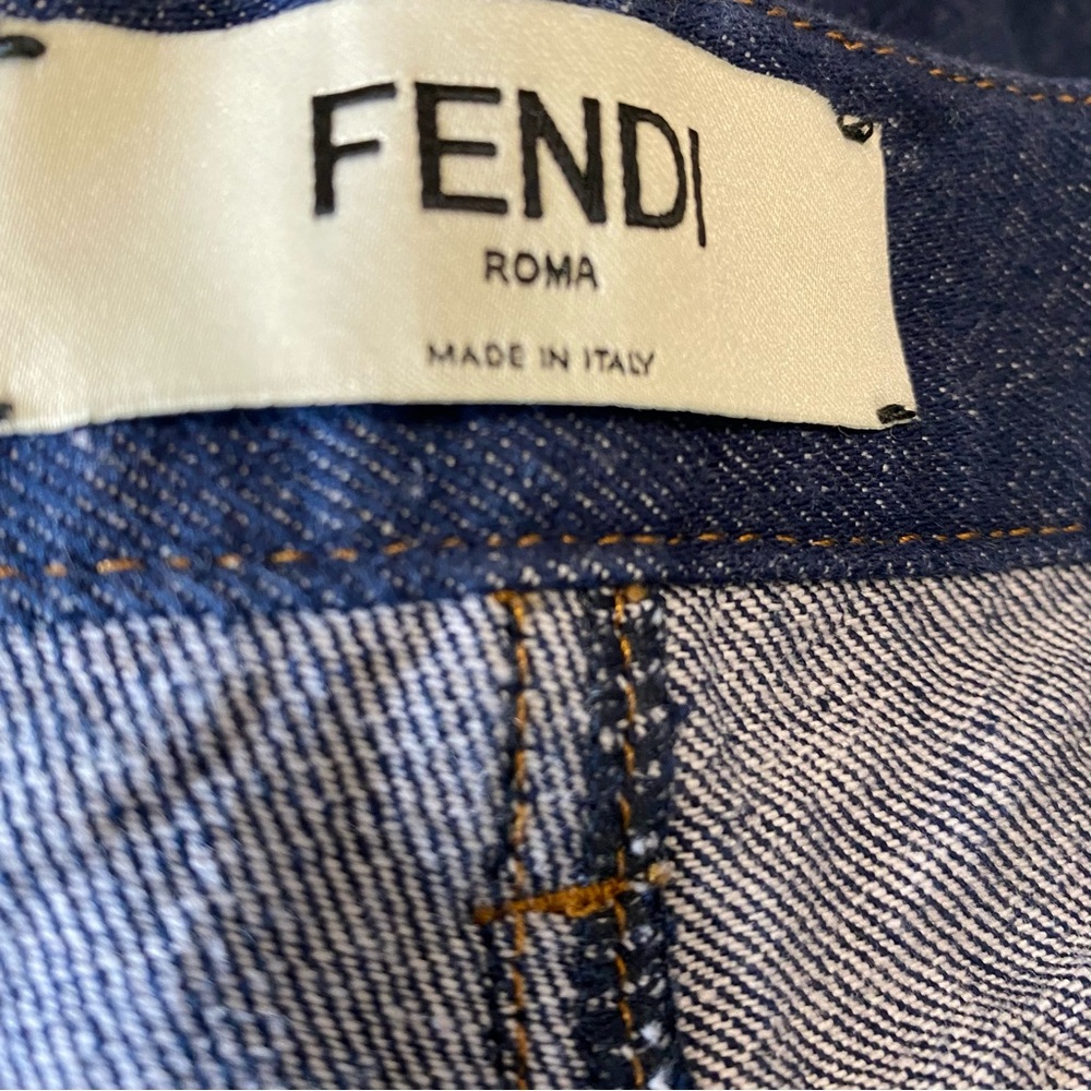 Fendi Wide Dark Wash Women's Size 42/6 Rigid Cotton Trouser Jeans Authentic - Picture 14 of 16